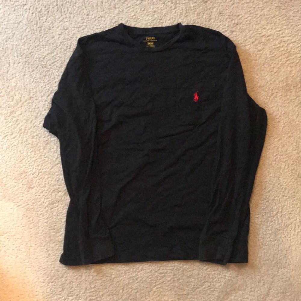 Black Long Sleeve Ralph Lauren Pocket Tee